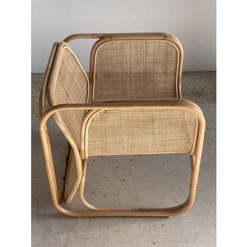 Rattan Armchair with U-Shaped Armrest For Sale - Image 14 of 18