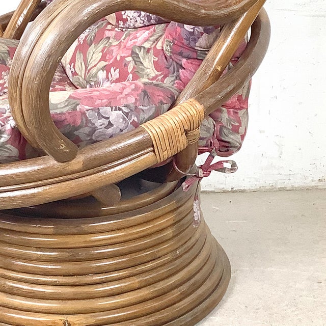Vintage Sculptural Rattan & Bentwood Swivel Lounge Chair For Sale - Image 13 of 18