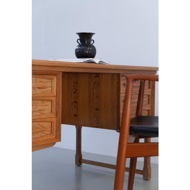 Mid-Century Modern Danish Freestanding Oak Desk by Henning Kjærnulf, 1960s For Sale - Image 16 of 18