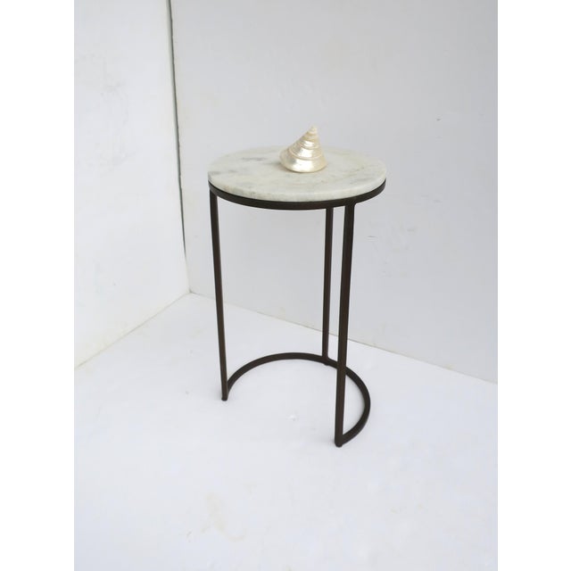 Granite Marble Bronzed Side Drinks Table For Sale - Image 4 of 9