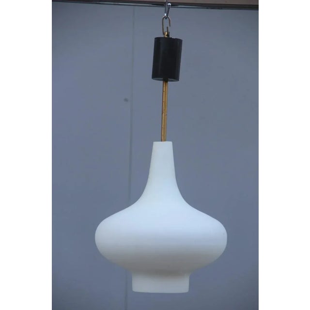 Mid-Century Italian Glass & Brass Pendants from Stilnovo, 1950s, Set of 2 For Sale - Image 9 of 11