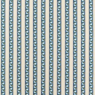 Morris & Co Red Car Stripe Fabric in Indigo/Linen For Sale