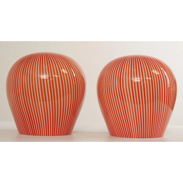 Mid-Century Modern Mid Century Italian Pendent Light Art Glass Shades - A Pair For Sale - Image 3 of 12