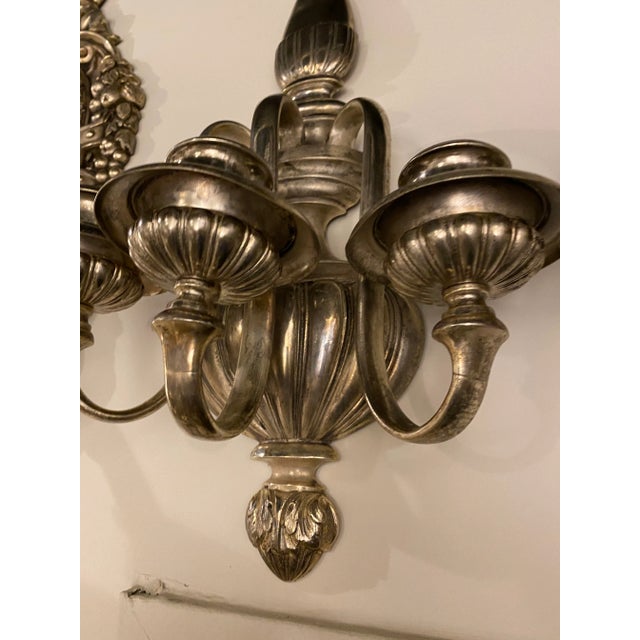 Metal 1920s Caldwell Silver Plated Sconces - a Pair For Sale - Image 7 of 10