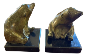 Bronzed Bears Bookends on Marble Bases by Fayral, 1930s, Set of 2