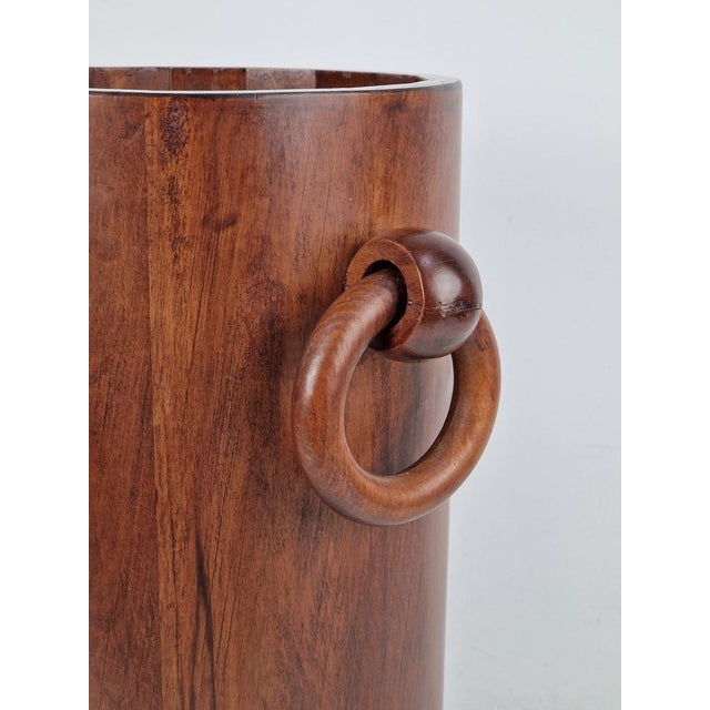 Brutalist Vintage Wooden Cylinder Umbrella Stand, 1960s For Sale - Image 3 of 9