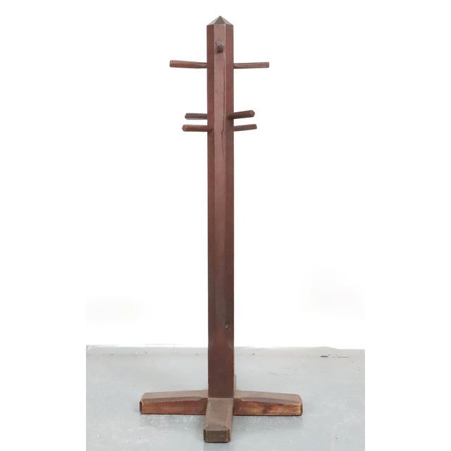 Mid 20th Century Rustic Solid Walnut Coat Tree Rack For Sale In New York - Image 6 of 8