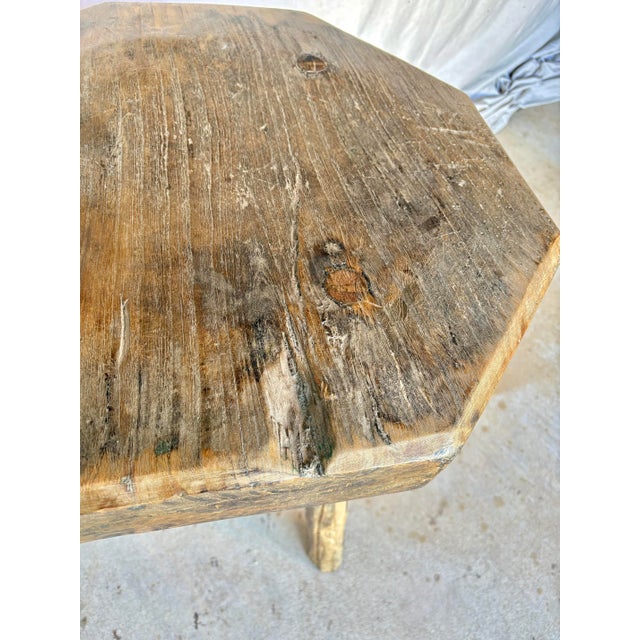Brown Late 19th Century French Octagonal Butchers Block Side Table For Sale - Image 8 of 12