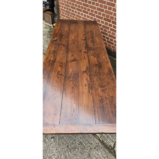 1920s Oak Refectory Kitchen Farmhouse Dining Table, 1920s For Sale - Image 5 of 18