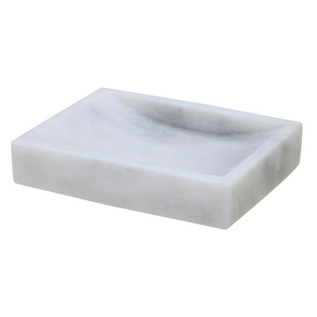 A Myrtus Collection Pearl White Marble Soap Dish.