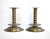 A pair of antique, 17th-century Swedish Baroque hammered brass candlesticks or candle holders, with traditional circle and...