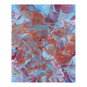 2005 Large Abstract Expressionist Gestural Oil Painting by Sheldon Berlyn, "Red White Blue"