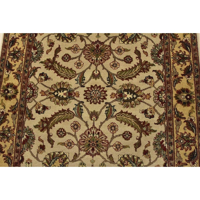 2020s Agra Runner 4′ X 12’1” Beige Wool Traditional Hand-Knotted Oriental Rug For Sale - Image 5 of 13
