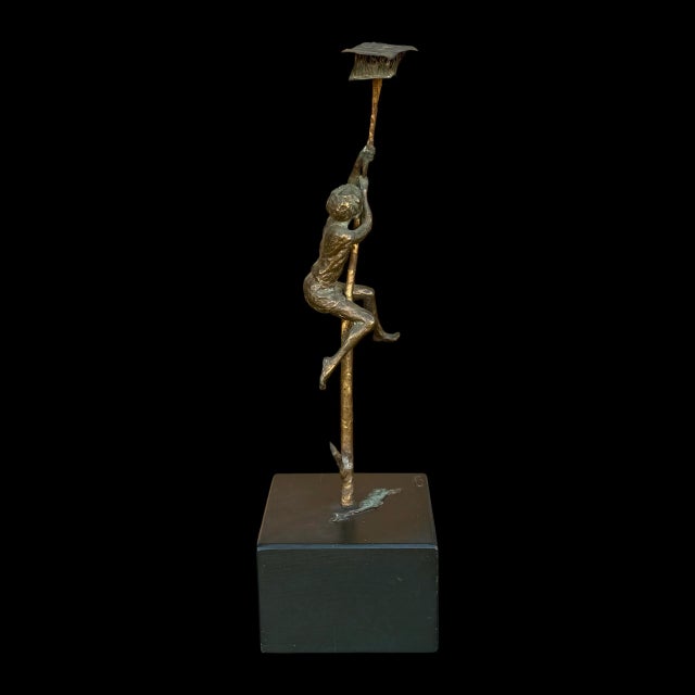 Vintage Curtis Jere Mid-Century Modern Bronze Boy Climbing Tree Sculpture, Signed 1970 For Sale - Image 4 of 9