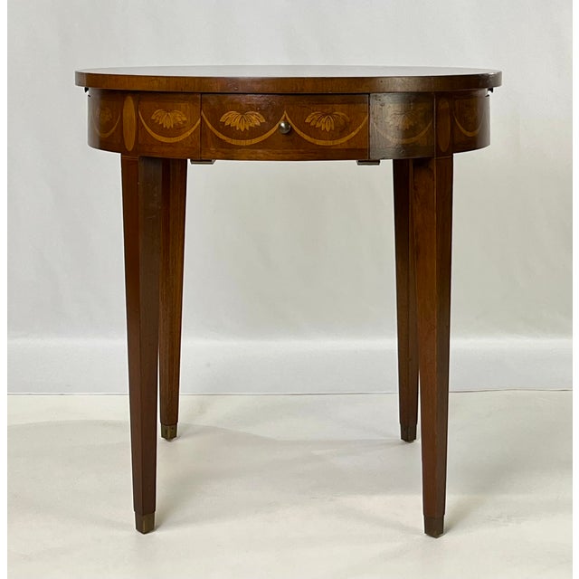 Traditional Late 20th Century Baker Furniture Federal Style Mahogany Drum Table With Candle Slides For Sale - Image 3 of 15