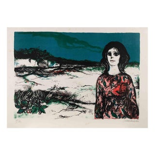 Carlo Marcantonio, Girl, Lithograph, 1980s For Sale