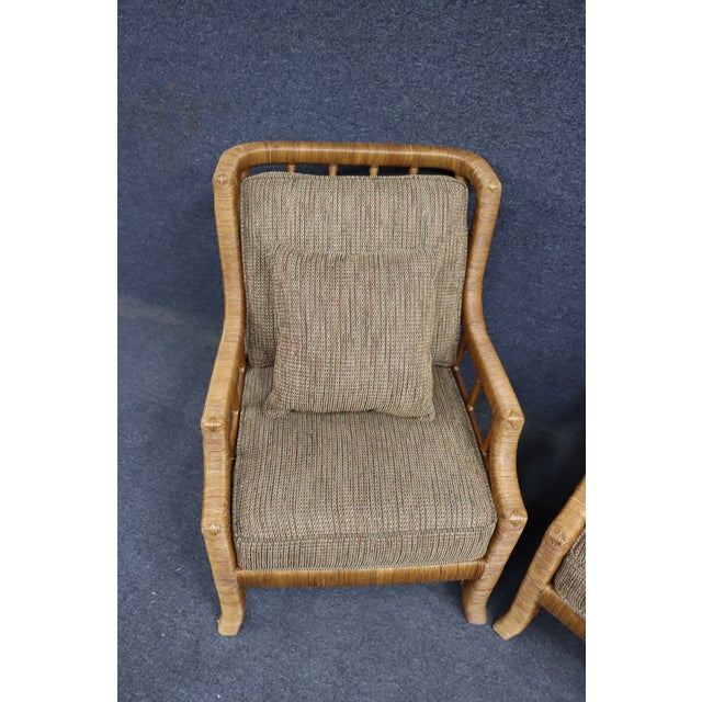 Transitional Pair of Braxton Culler Split Reed Bamboo Lounge Chairs For Sale - Image 3 of 16