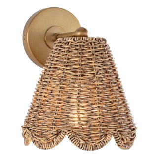 Kismet Scalloped Hanging Sconce, Natural Brass For Sale