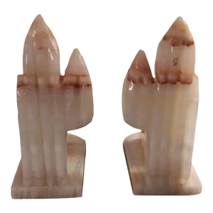 Pair of 1980s Solid Onyx Saguro Cactus & Sombrero Bookends