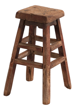 Small Antique Stool in Elm, 1900s