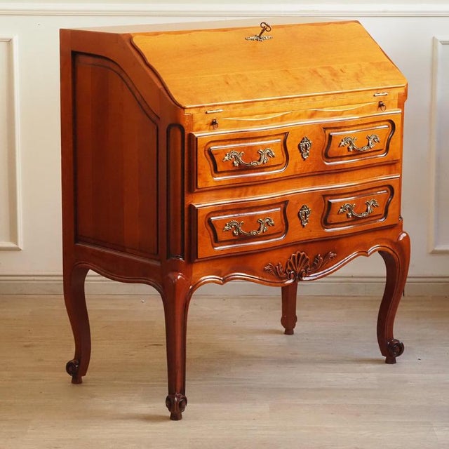 French Country Secretary Desk in Cherry Wood with Writing Flap For Sale - Image 17 of 17