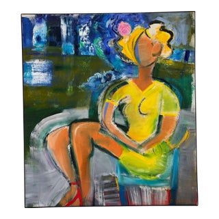 "Yellow Dress" by James Brown, Oil on Canvas For Sale