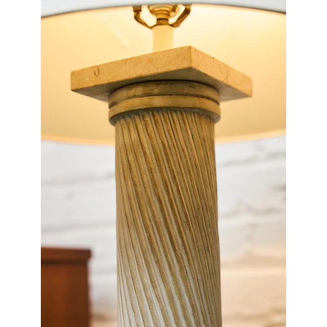 Shabby Chic 1980s Vintage Plaster Spiral Floor Lamp For Sale - Image 3 of 8