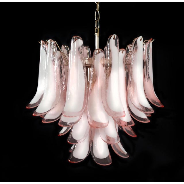 Italian Pink and White Murano Petals Chandelier, Murano For Sale - Image 9 of 15