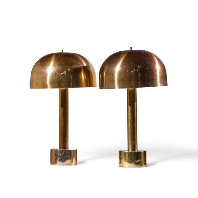 Mid-Century Modern Mid 20th Century Robert Sonneman for Laurel Mid Century Brass Dome Table Lamp - Pair For Sale - Image 3 of 7