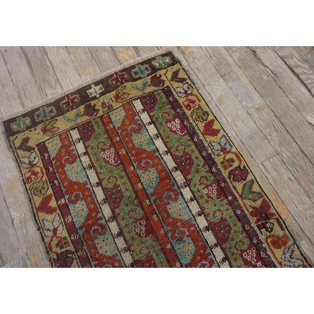 19th Century 1880s Multicolor Abstract Geometric Antique Turkish Sivas Yastik Carpet Rug For Sale - Image 5 of 18