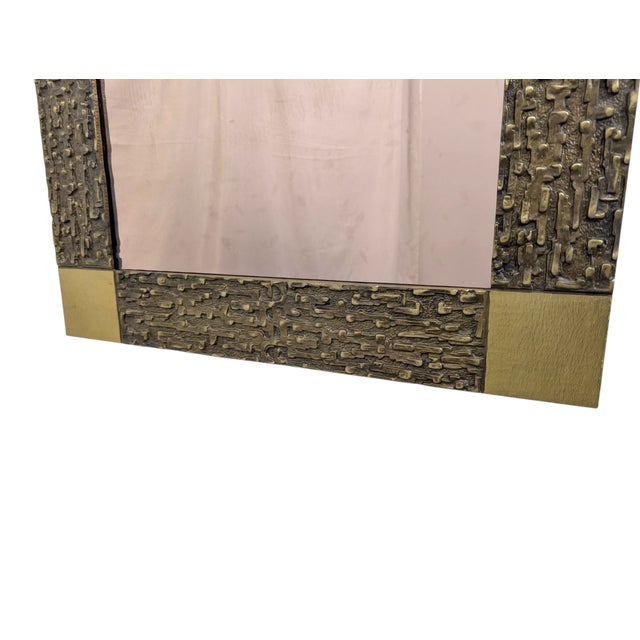 Square Mirror in Brass, 1970s For Sale - Image 4 of 6