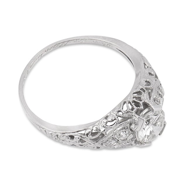 1930s Art Deco Diamond Platinum Engagement Ring, Size 5.5 For Sale - Image 4 of 6