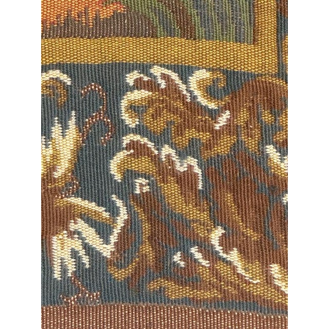 Blue Vintage French Verdure Jacquard Tapestry in the style of Aubusson, 1970s For Sale - Image 8 of 18