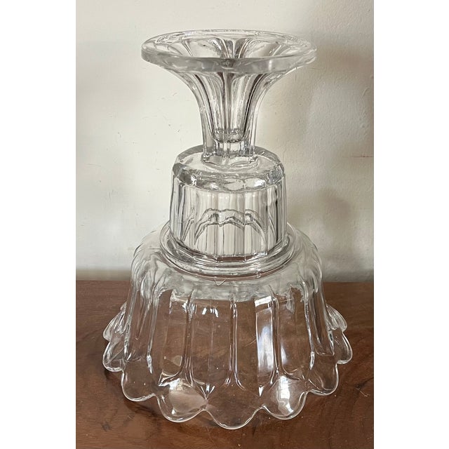Transparent Large Antique 19th Century American Flint Glass Crystal Footed Centerpiece Fruit Bowl or Pineapple Stand For Sale - Image 8 of 12