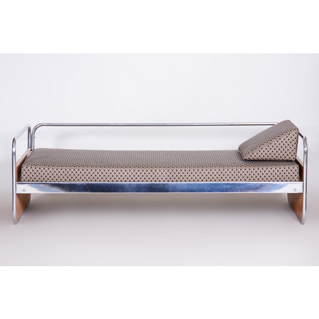Bauhaus Sofa in Chrome and Oak attributed to Hynek Gottwald, Czech, 1930s, in Restored conditions. Designed 1920 to 1949...