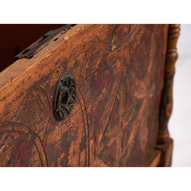 Antique Brown Trunk with Floral Motifs, 1920s For Sale - Image 14 of 18