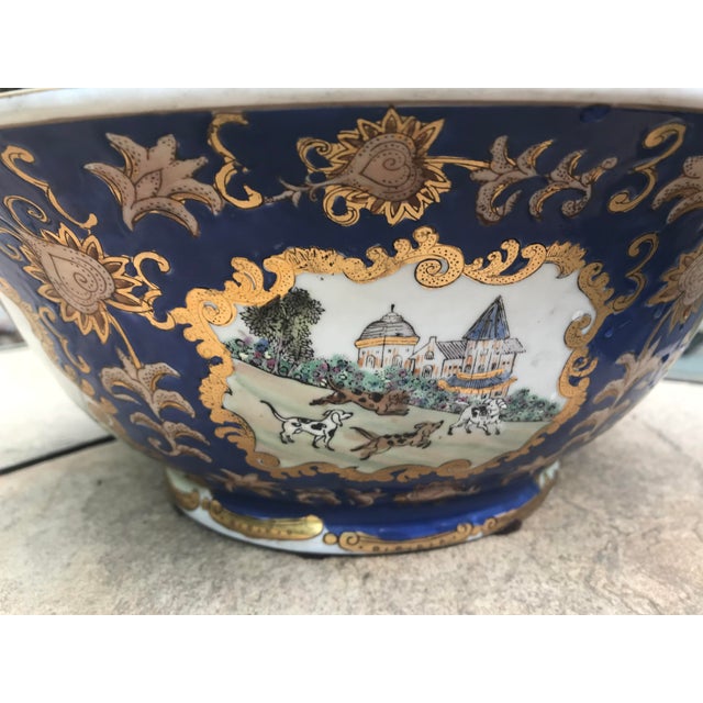 Gold 19th Century Edme Samson & Cie Porcelain Hunting Scene Bowl For Sale - Image 8 of 13