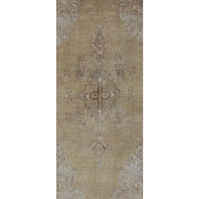 Vintage Turkish Kars Rug With Light Tan Field and Soft Ivory Border 6'9 X 12'0 For Sale - Image 4 of 12