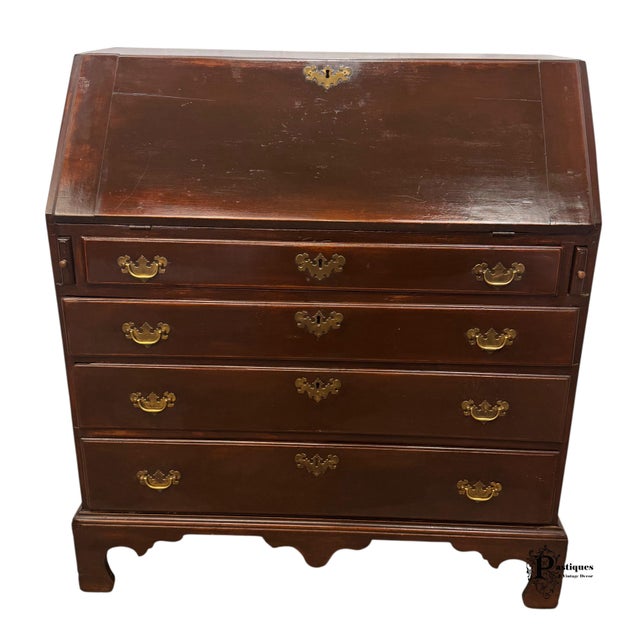 Antique Chippendale Style Secretary Desk featuring High Quality Solid Mahogany Construction, Drop Front Design,...