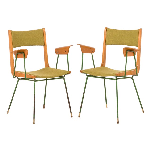 Boomerang Chair attributed to Carlo De Carli, Italy, 1950s, Set of 2 For Sale