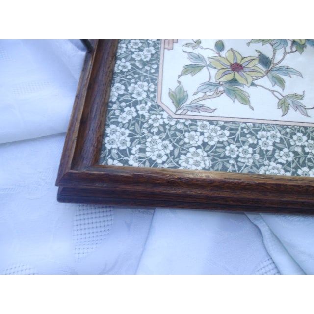 Art Nouveau Wooden Tray with Ceramic Inlay, 1890s For Sale - Image 4 of 18