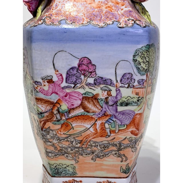 1970's Hong Kong Chinese Porcelain Hunting Scene Vase, Qianlong Style by Sadek Chairish