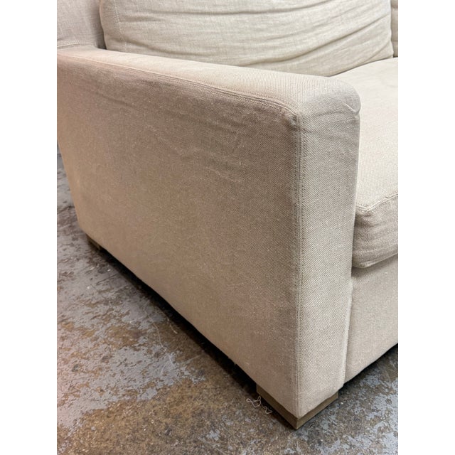Linen Restoration Hardware Belgian Track Arm Sofa For Sale - Image 8 of 12
