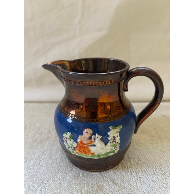 Antique English Lusterware Copper Glaze Small Jug For Sale - Image 4 of 8