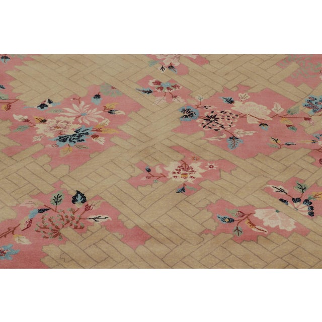 2010s 2010s Rug & Kilim’s Chinese Style Art Deco Rug in Pink With Colorful Florals For Sale - Image 5 of 7