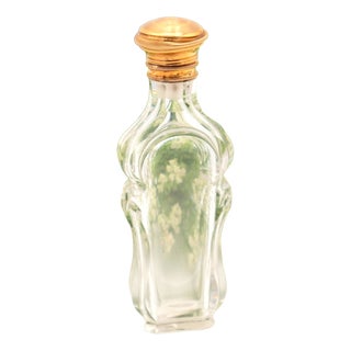 Glass Perfume Bottle with Gold Lid For Sale