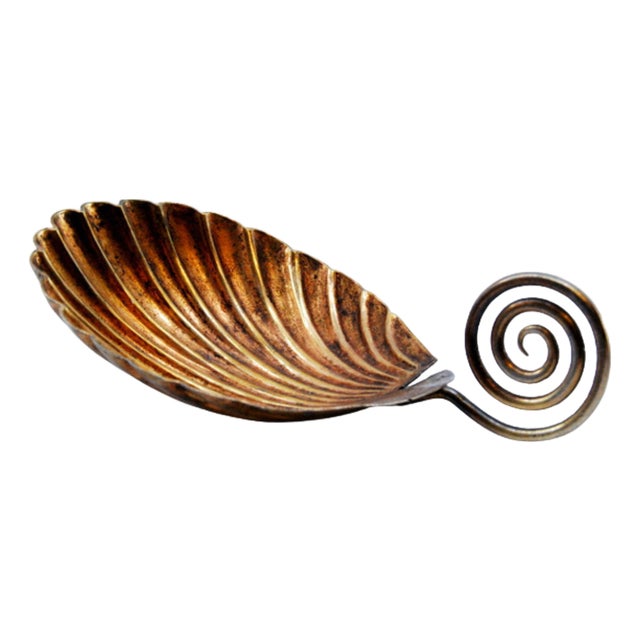 Gold Serving Spoon with Curled Handle For Sale