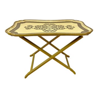 Italian Venetian Gold Gilt Standing Serving Tray Circa 1960s For Sale