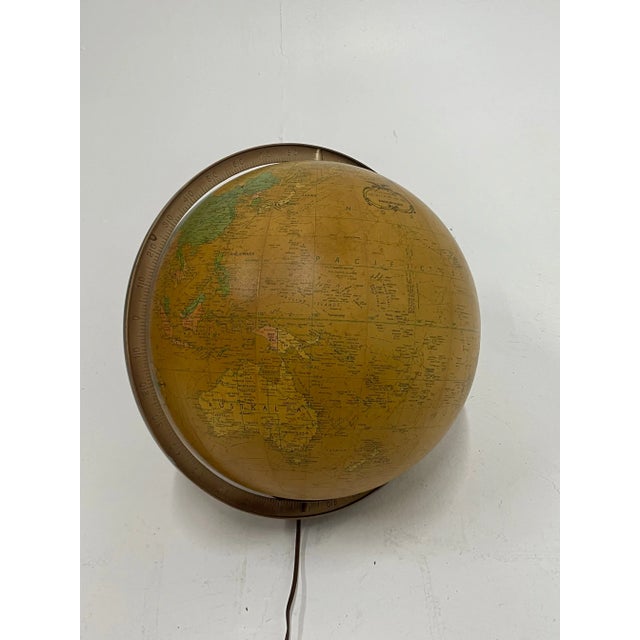 Traditional Illuminated Glass Globe on Iron & Walnut Stand For Sale - Image 3 of 12