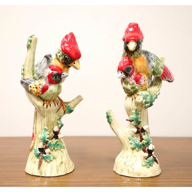 Red Mid 20th Century Italian Porcelain Cardinal Birds - Pair For Sale - Image 8 of 8